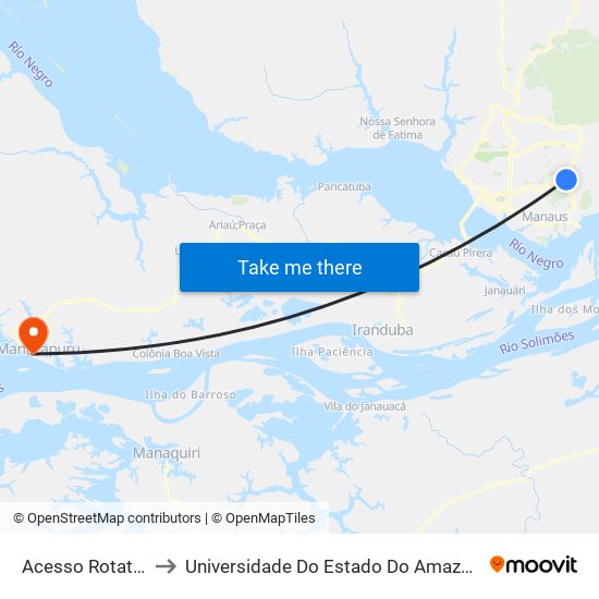 Acesso Rotatória Do São José B/C to Universidade Do Estado Do Amazonas - Núcleo De Ensino Superior De Manacaparu map