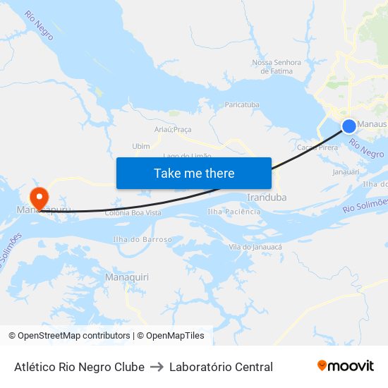 Atlético Rio Negro Clube to Laboratório Central map