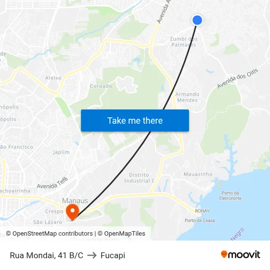 Rua Mondai, 41 B/C to Fucapi map