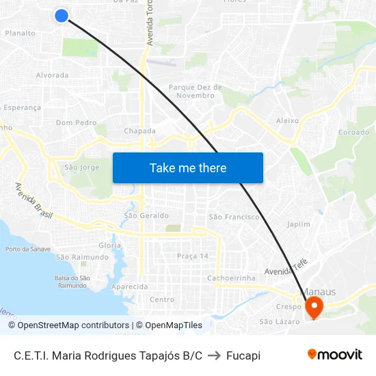 C.E.T.I. Maria Rodrigues Tapajós B/C to Fucapi map