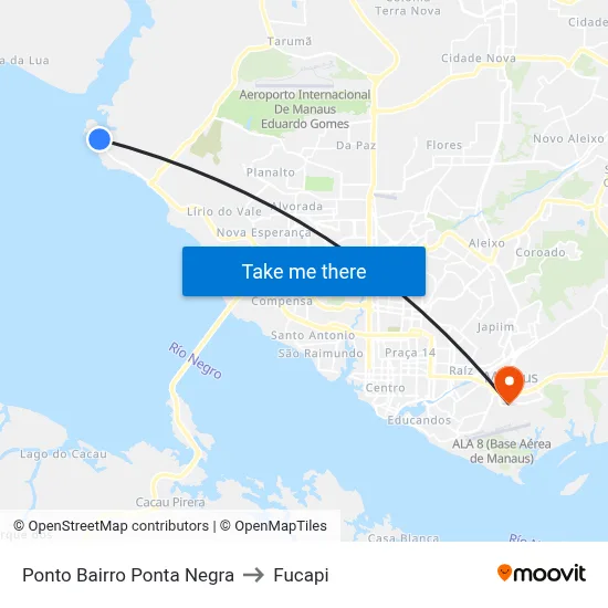 Ponto Bairro Ponta Negra to Fucapi map