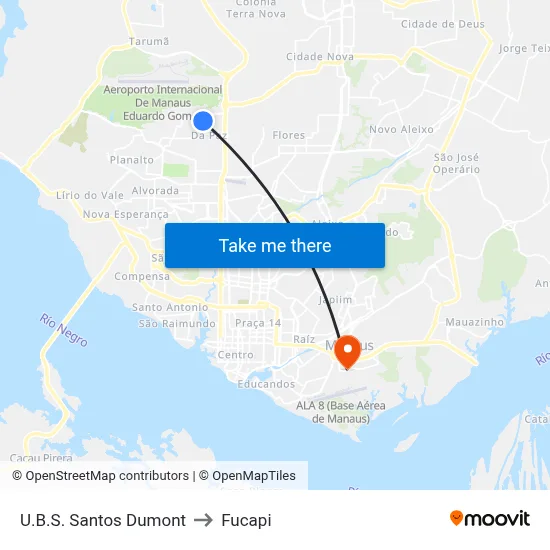 U.B.S. Santos Dumont to Fucapi map