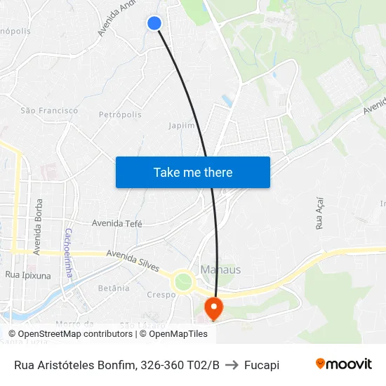 Rua Aristóteles Bonfim, 326-360 T02/B to Fucapi map