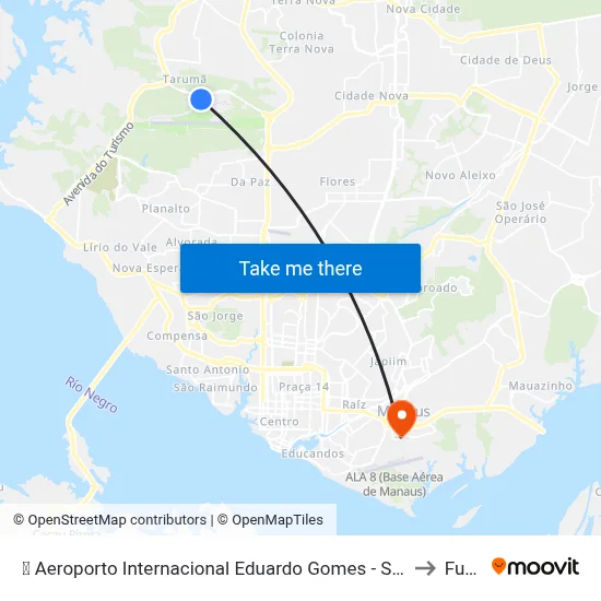 ✈️ Aeroporto Internacional Eduardo Gomes - Sentido Av. Do Turismo to Fucapi map