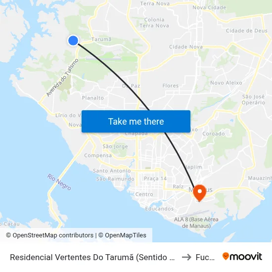 Residencial Vertentes Do Tarumã (Sentido Cetur) to Fucapi map