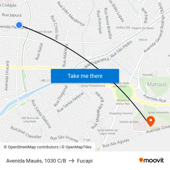 Avenida Maués, 1030 C/B to Fucapi map