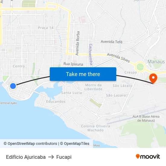 Edifício Ajuricaba to Fucapi map