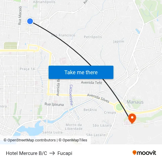 Hotel Mercure B/C to Fucapi map