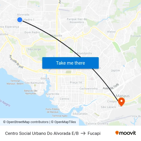 Centro Social Urbano Do Alvorada E/B to Fucapi map
