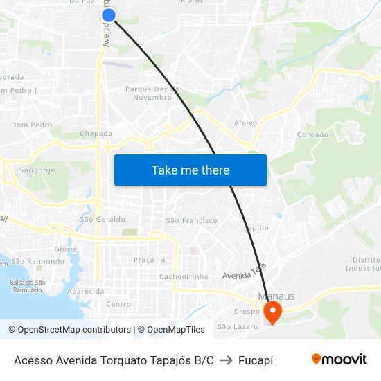 Acesso Avenida Torquato Tapajós B/C to Fucapi map