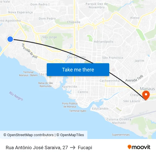 Rua Antônio José Saraiva, 27 to Fucapi map