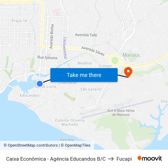Caixa Econômica - Agência Educandos B/C to Fucapi map