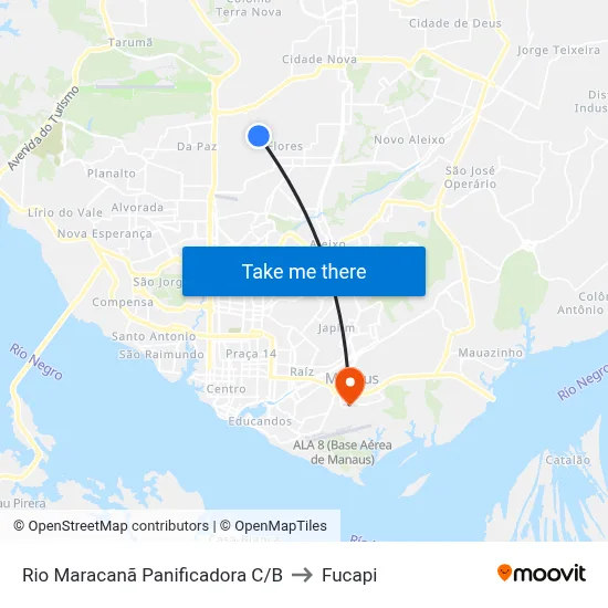 Rio Maracanã Panificadora C/B to Fucapi map