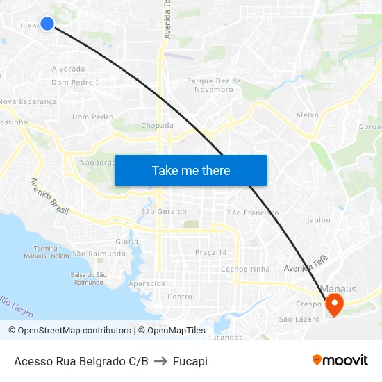 Acesso Rua Belgrado C/B to Fucapi map