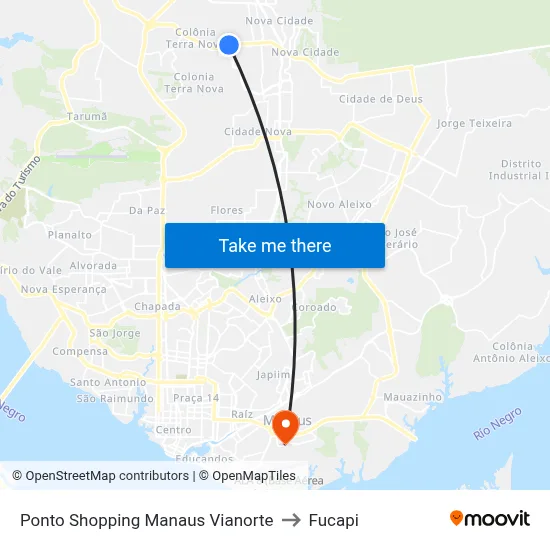 Ponto Shopping Manaus Vianorte to Fucapi map