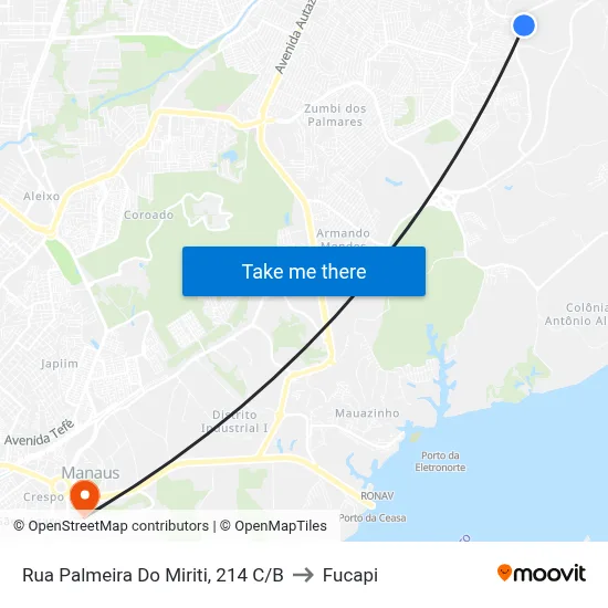 Rua Palmeira Do Miriti, 214 C/B to Fucapi map