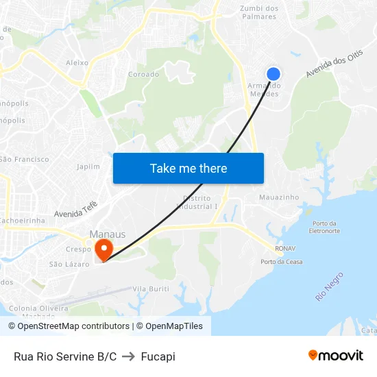 Rua Rio Servine B/C to Fucapi map