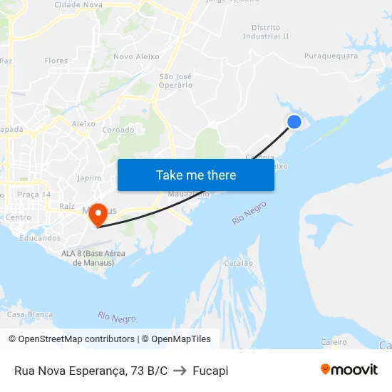 Rua Nova Esperança, 73 B/C to Fucapi map