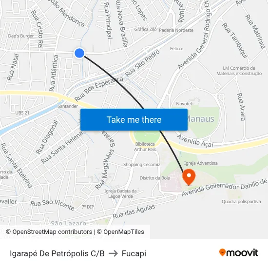 Igarapé De Petrópolis C/B to Fucapi map