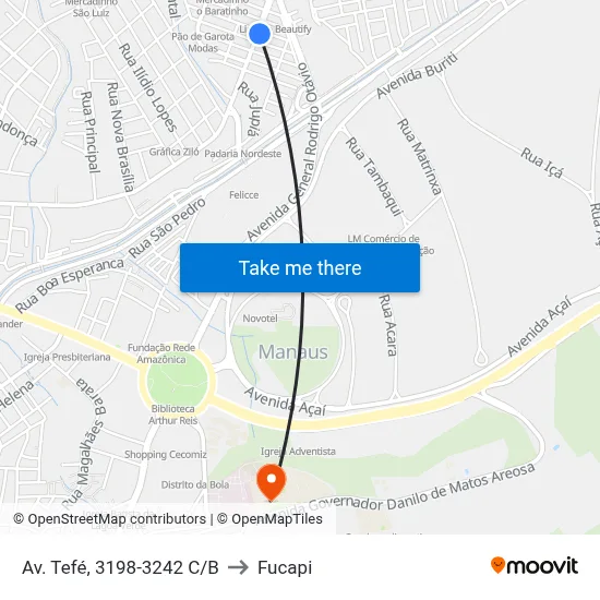 Av. Tefé, 3198-3242 C/B to Fucapi map