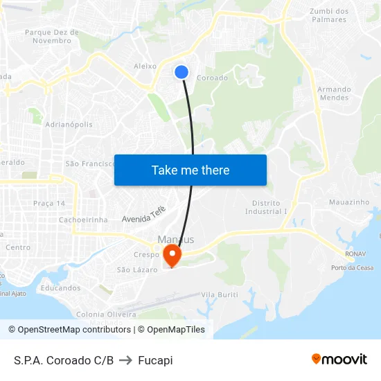 S.P.A. Coroado C/B to Fucapi map
