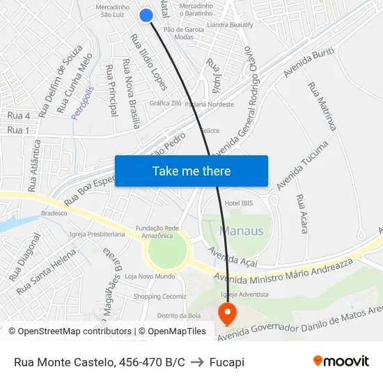 Rua Monte Castelo, 456-470 B/C to Fucapi map