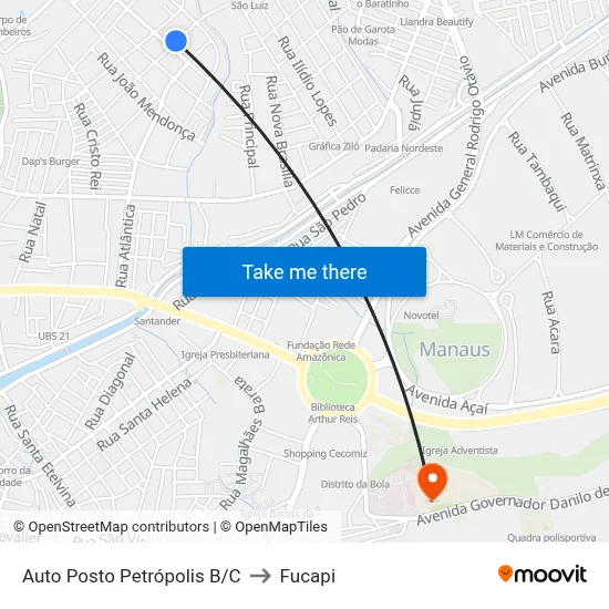 Auto Posto Petrópolis B/C to Fucapi map