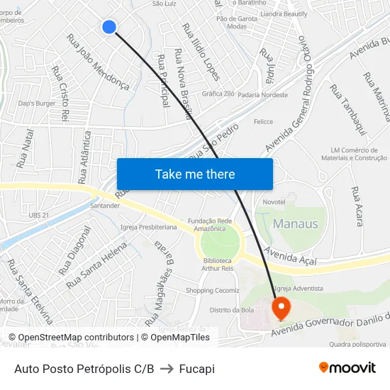 Auto Posto Petrópolis C/B to Fucapi map