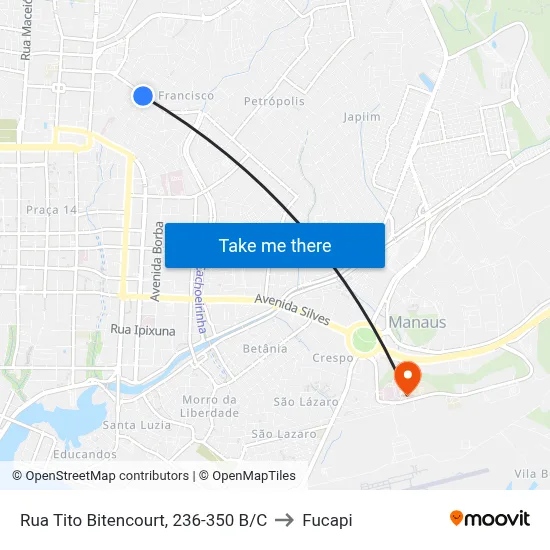 Rua Tito Bitencourt, 236-350 B/C to Fucapi map