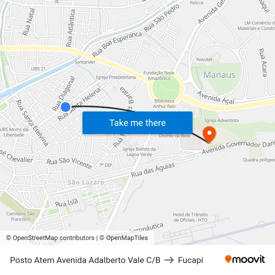 Posto Atem Avenida Adalberto Vale C/B to Fucapi map