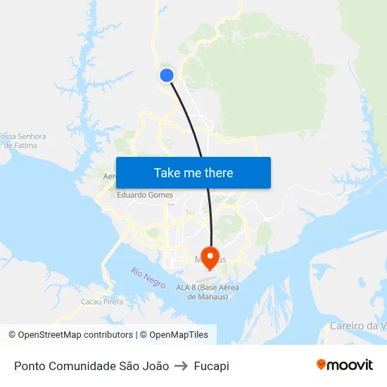 Ponto Comunidade São João to Fucapi map