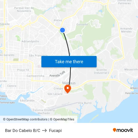 Bar Do Cabelo B/C to Fucapi map