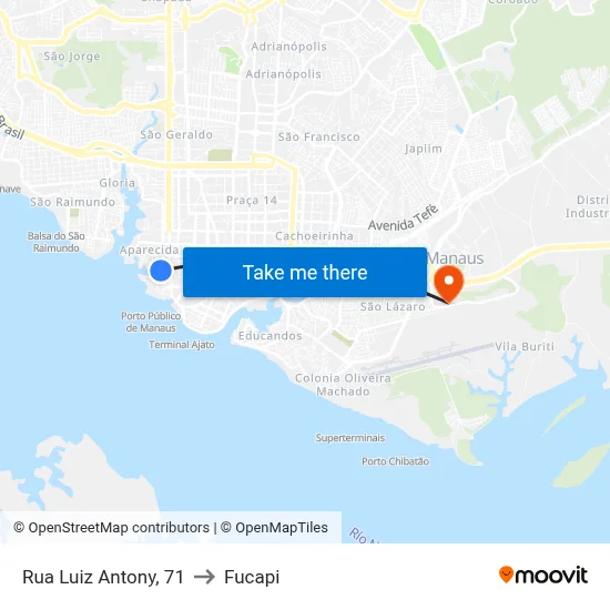 Rua Luiz Antony, 71 to Fucapi map