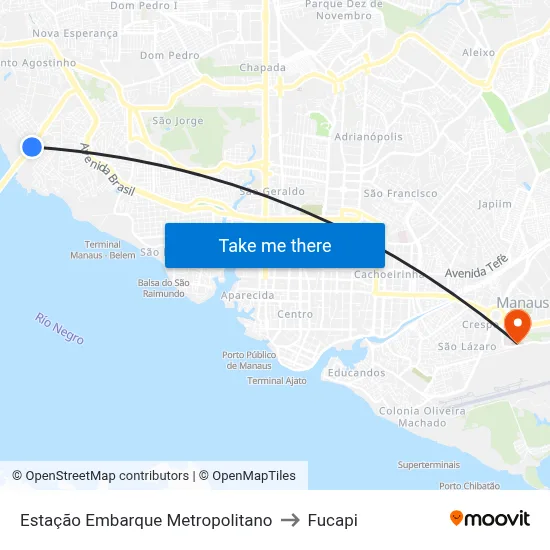 Estação Embarque Metropolitano to Fucapi map