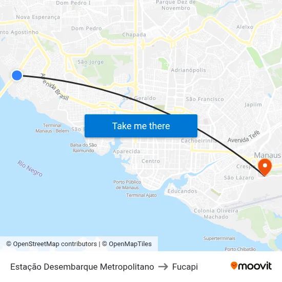 Estação Desembarque Metropolitano to Fucapi map