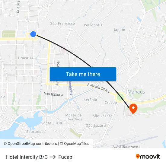 Hotel Intercity B/C to Fucapi map