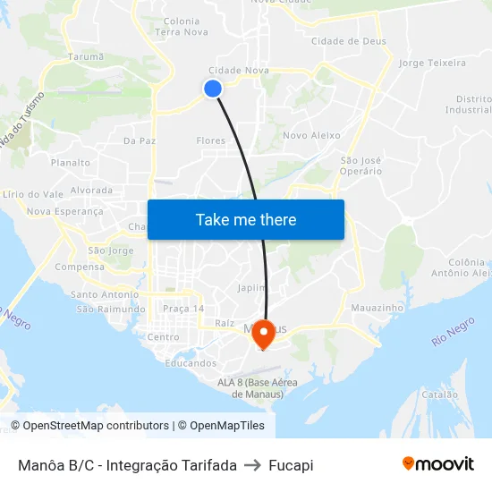 Manôa B/C - Integração Tarifada to Fucapi map