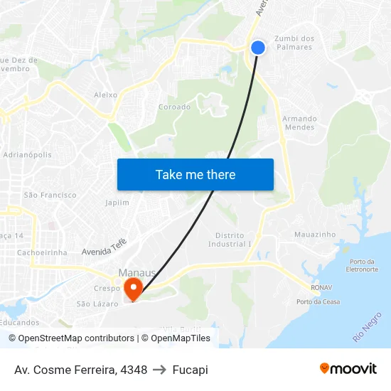 Av. Cosme Ferreira, 4348 to Fucapi map