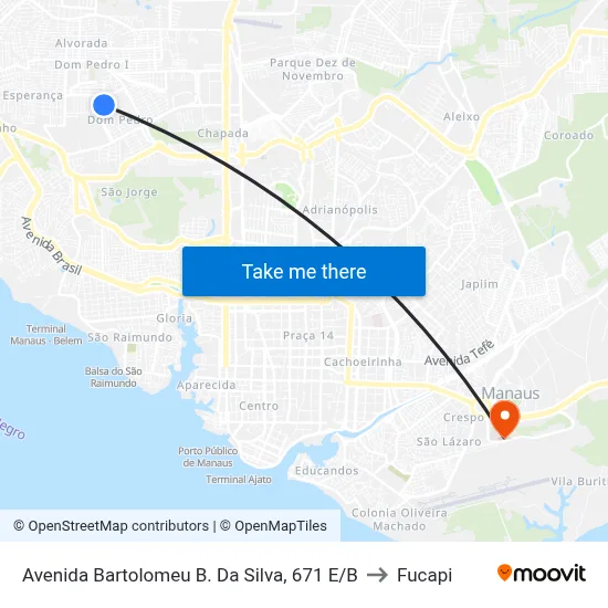 Avenida Bartolomeu B. Da Silva, 671 E/B to Fucapi map