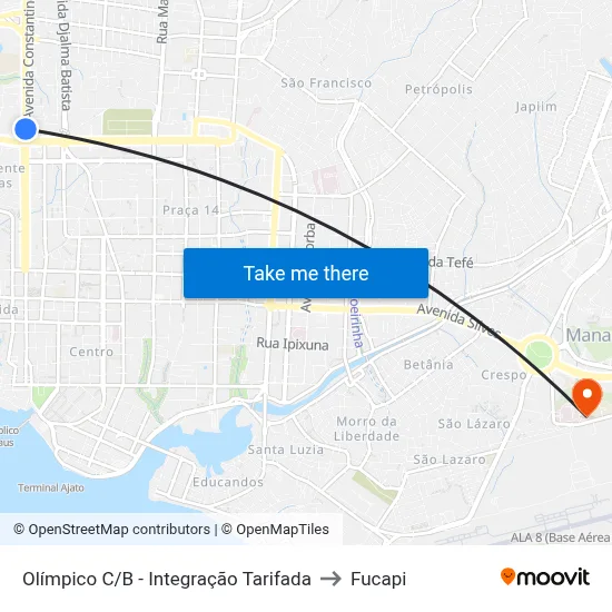 Olímpico C/B - Integração Tarifada to Fucapi map