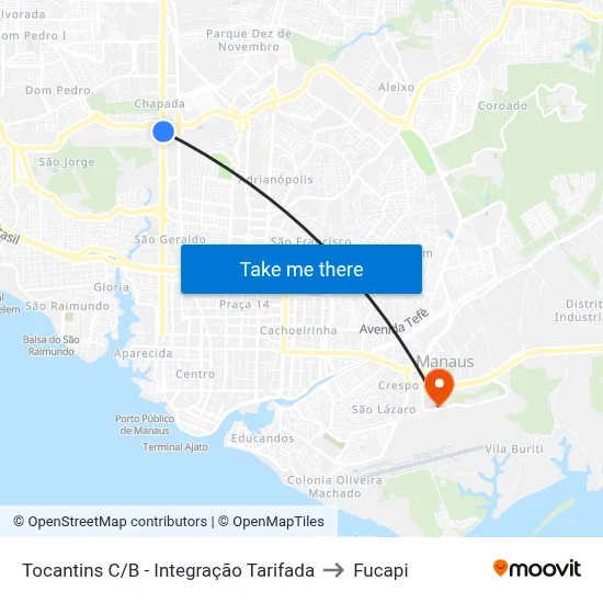 Tocantins C/B - Integração Tarifada to Fucapi map