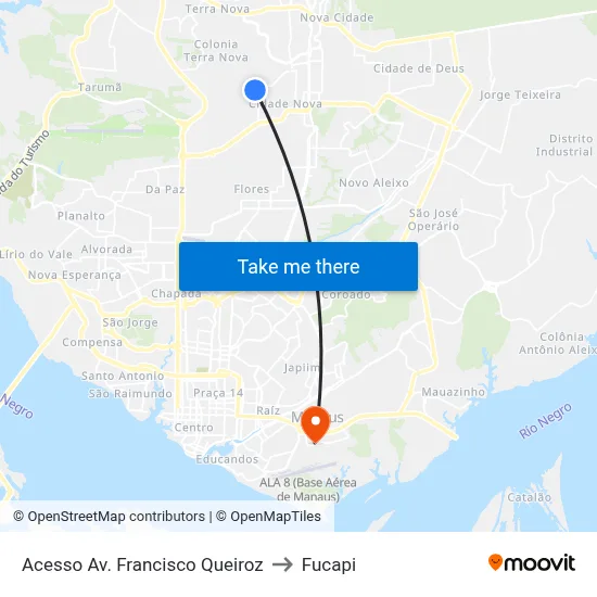 Acesso Av. Francisco Queiroz to Fucapi map