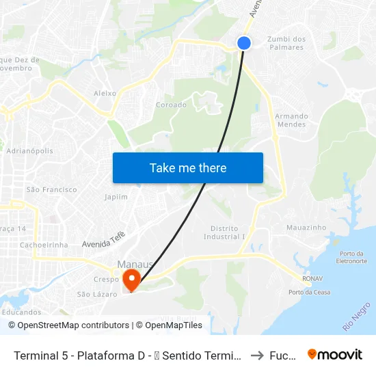 Terminal 5 - Plataforma D - ⓴ Sentido Terminal 4 to Fucapi map