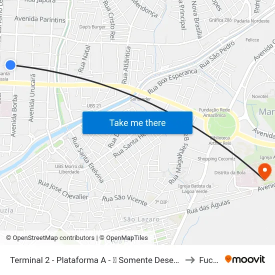Terminal 2 - Plataforma A - ➎ Somente Desembarque to Fucapi map