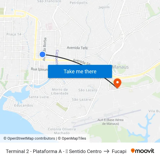 Terminal 2 - Plataforma A - ➍ Sentido Centro to Fucapi map