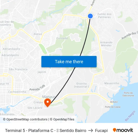 Terminal 5 - Plataforma C - ➓ Sentido Bairro to Fucapi map