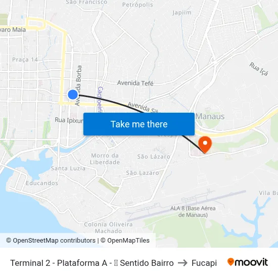 Terminal 2 - Plataforma A - ➌ Sentido Bairro to Fucapi map