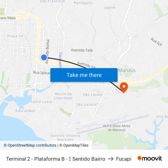 Terminal 2 - Plataforma B - ➒ Sentido Bairro to Fucapi map