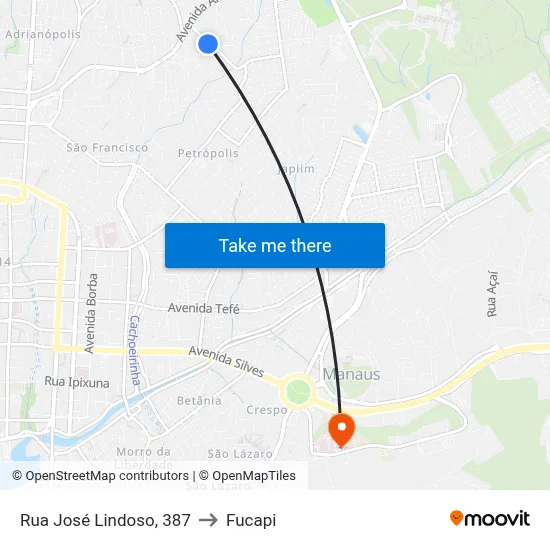 Rua José Lindoso, 387 to Fucapi map