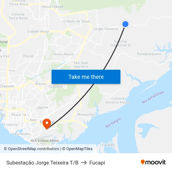 Subestação Jorge Teixeira T/B to Fucapi map